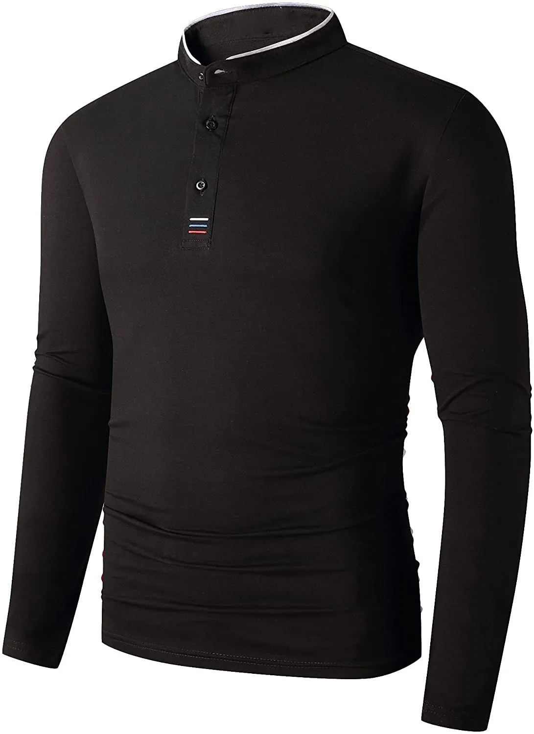 Mens Long Sleeve Polo Shirts Casual Regular Fit Cotton Polo Shirt for Men Fashion Henley Shirts