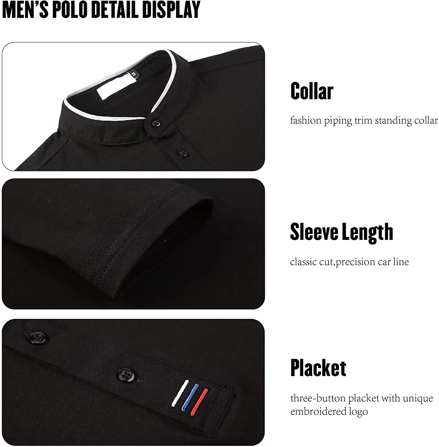 Mens Long Sleeve Polo Shirts Casual Regular Fit Cotton Polo Shirt for Men Fashion Henley Shirts