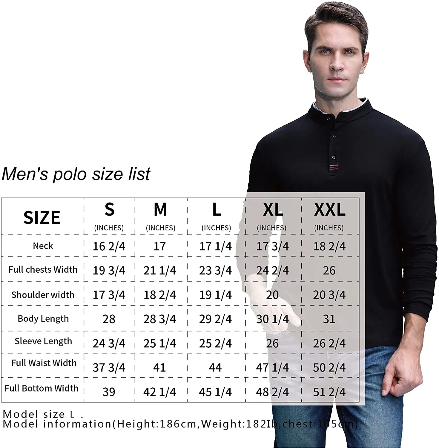 Mens Long Sleeve Polo Shirts Casual Regular Fit Cotton Polo Shirt for Men Fashion Henley Shirts