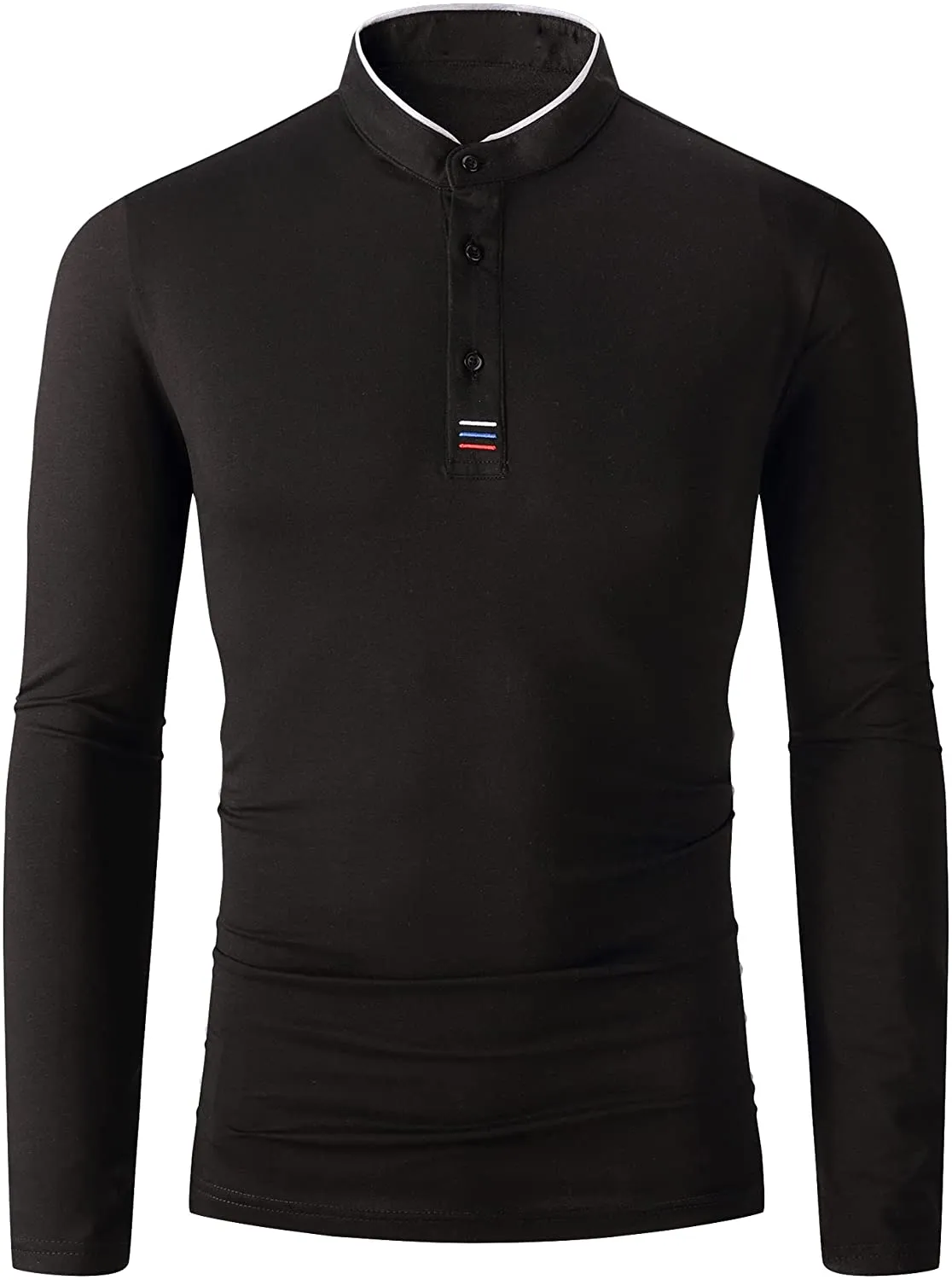Mens Long Sleeve Polo Shirts Casual Regular Fit Cotton Polo Shirt for Men Fashion Henley Shirts