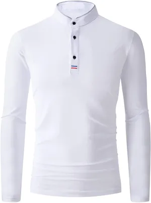 Mens Long Sleeve Polo Shirts Casual Regular Fit Cotton Polo Shirt for Men Fashion Henley Shirts
