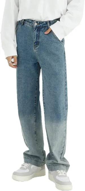 Men's Loose Fit Straight Leg Jeans Regular Relaxed Fit Stretch Jean Mid-Rise Relaxed Straight Leg Jeans with Pocket