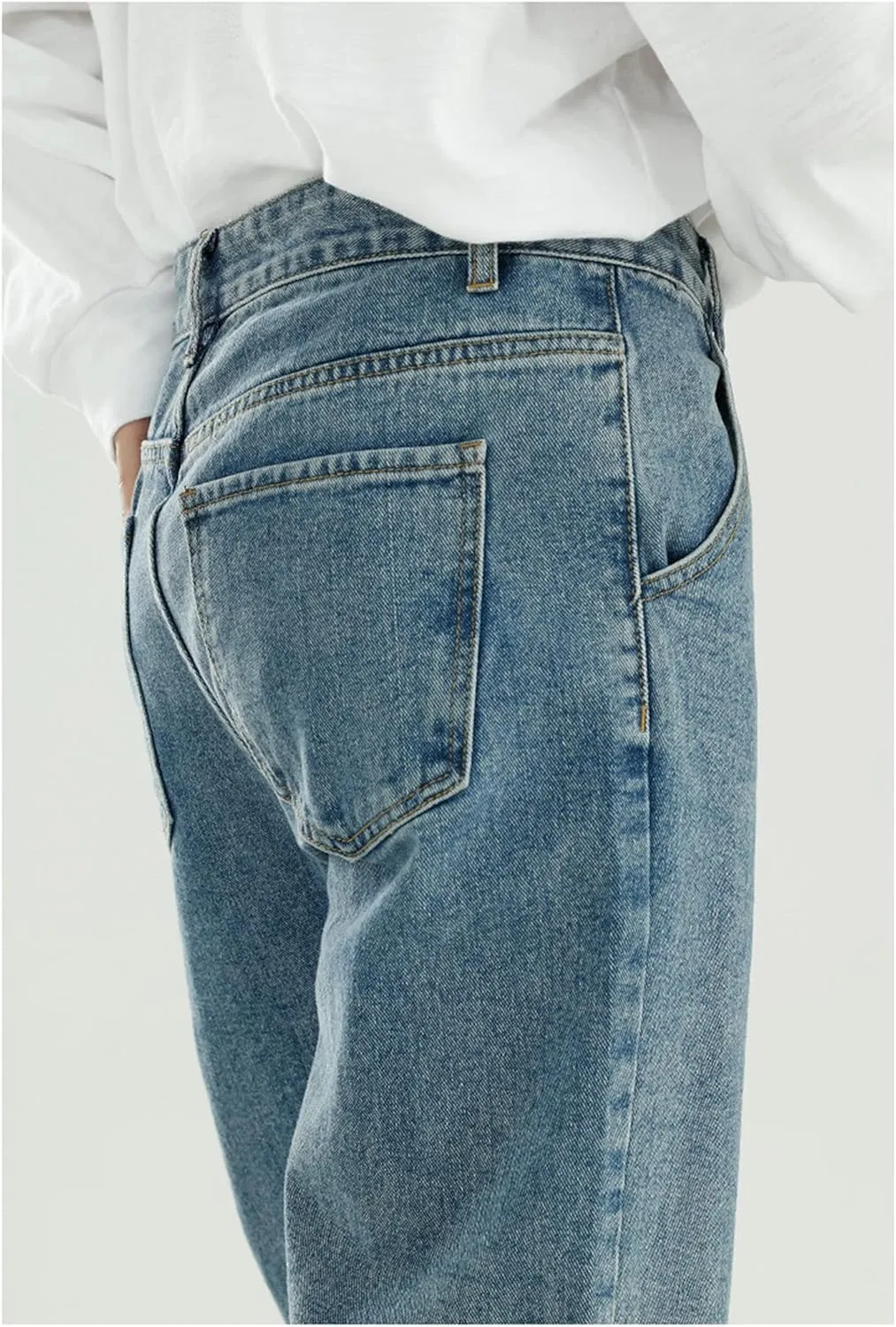 Men's Loose Fit Straight Leg Jeans Regular Relaxed Fit Stretch Jean Mid-Rise Relaxed Straight Leg Jeans with Pocket