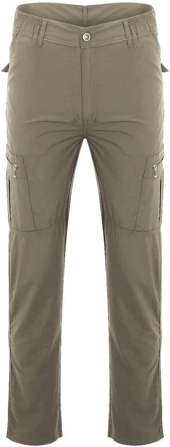 Mens Multi-Pocket Cargo Pants Cotton Simple Solid Color Leisure High Street Elastic Lace Outdoor Hiking Work