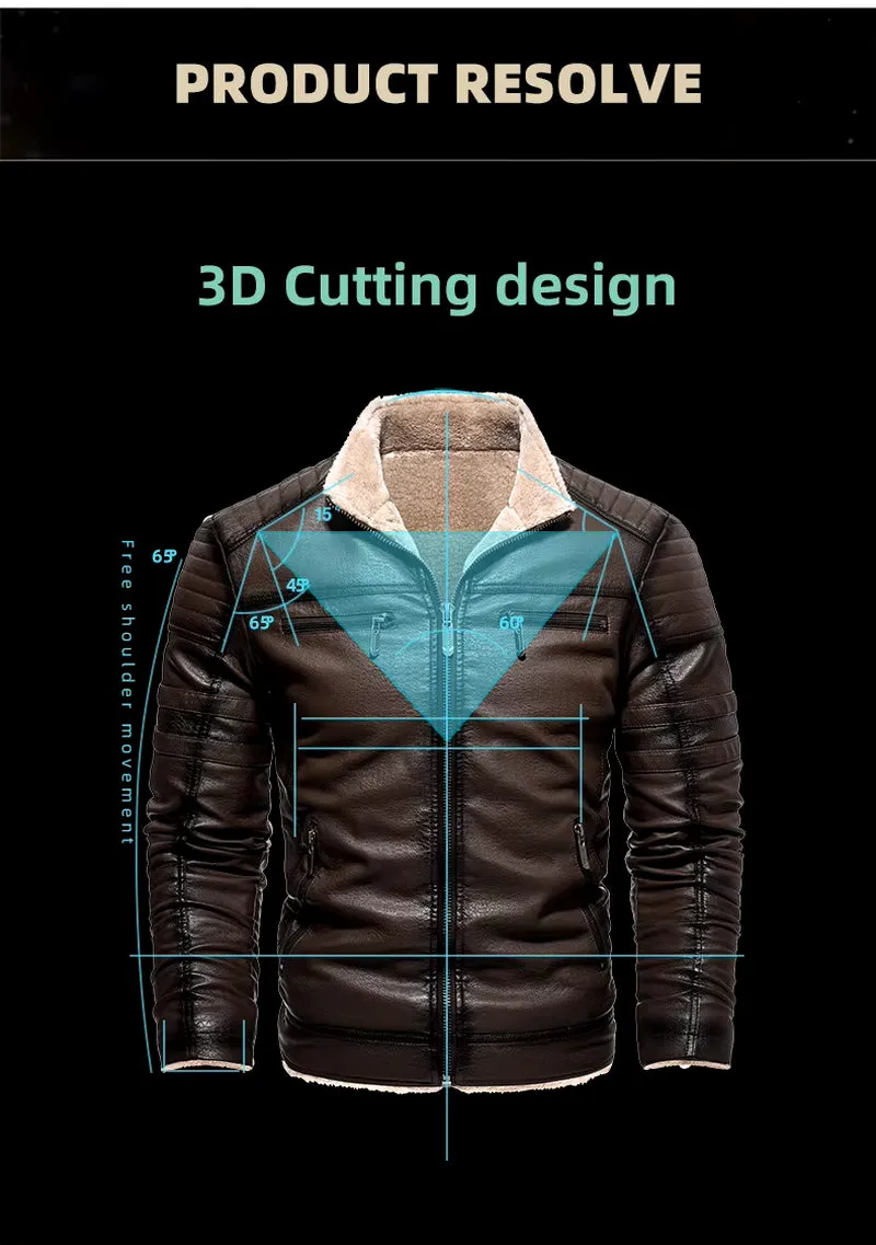 Men's New Premier Leather Jacket Winter Motorcycle Jackets Punk Style Streetwear Fur Lined Thick Warm Coats