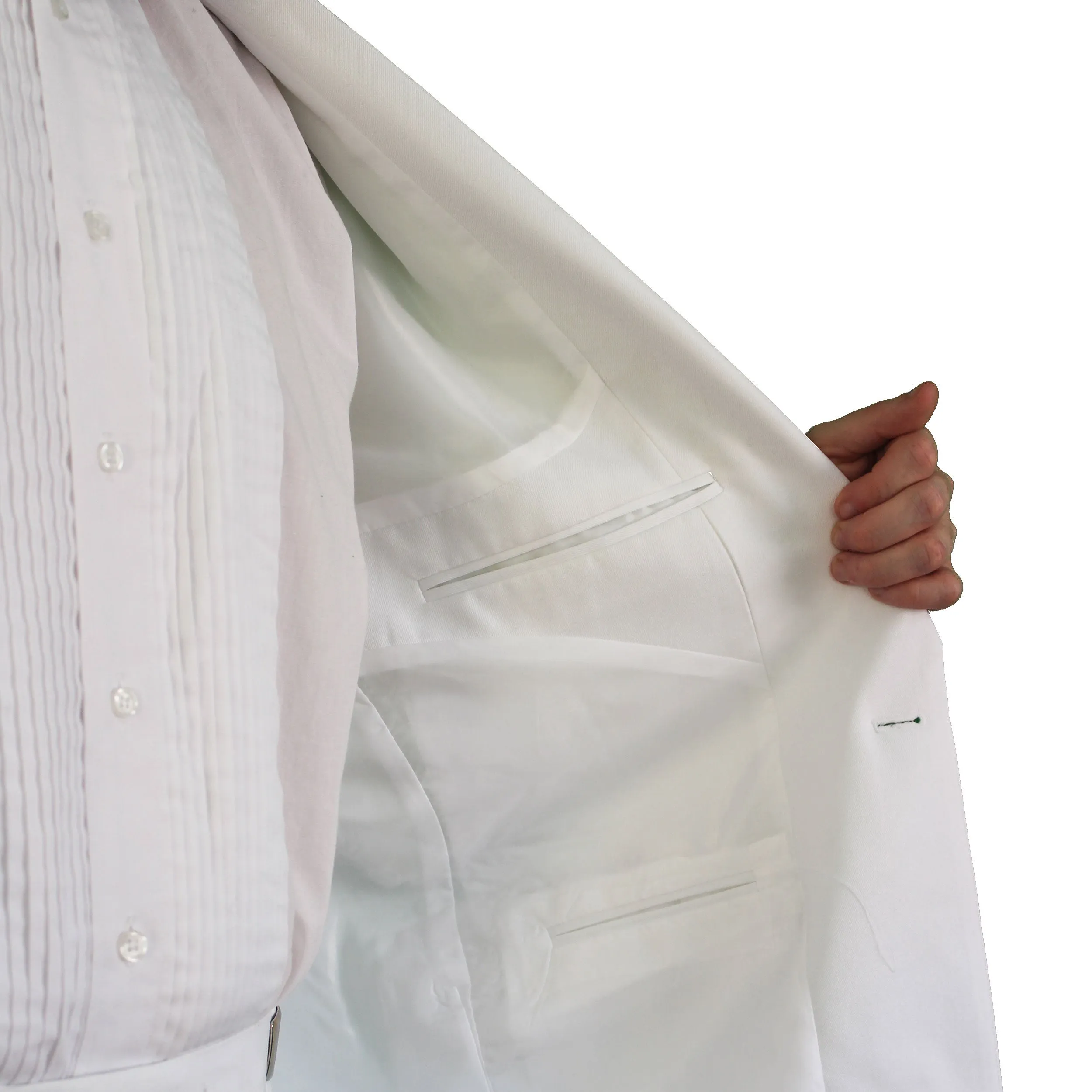 Men's One Button White Tuxedo Dinner Jacket with Shawl Collar