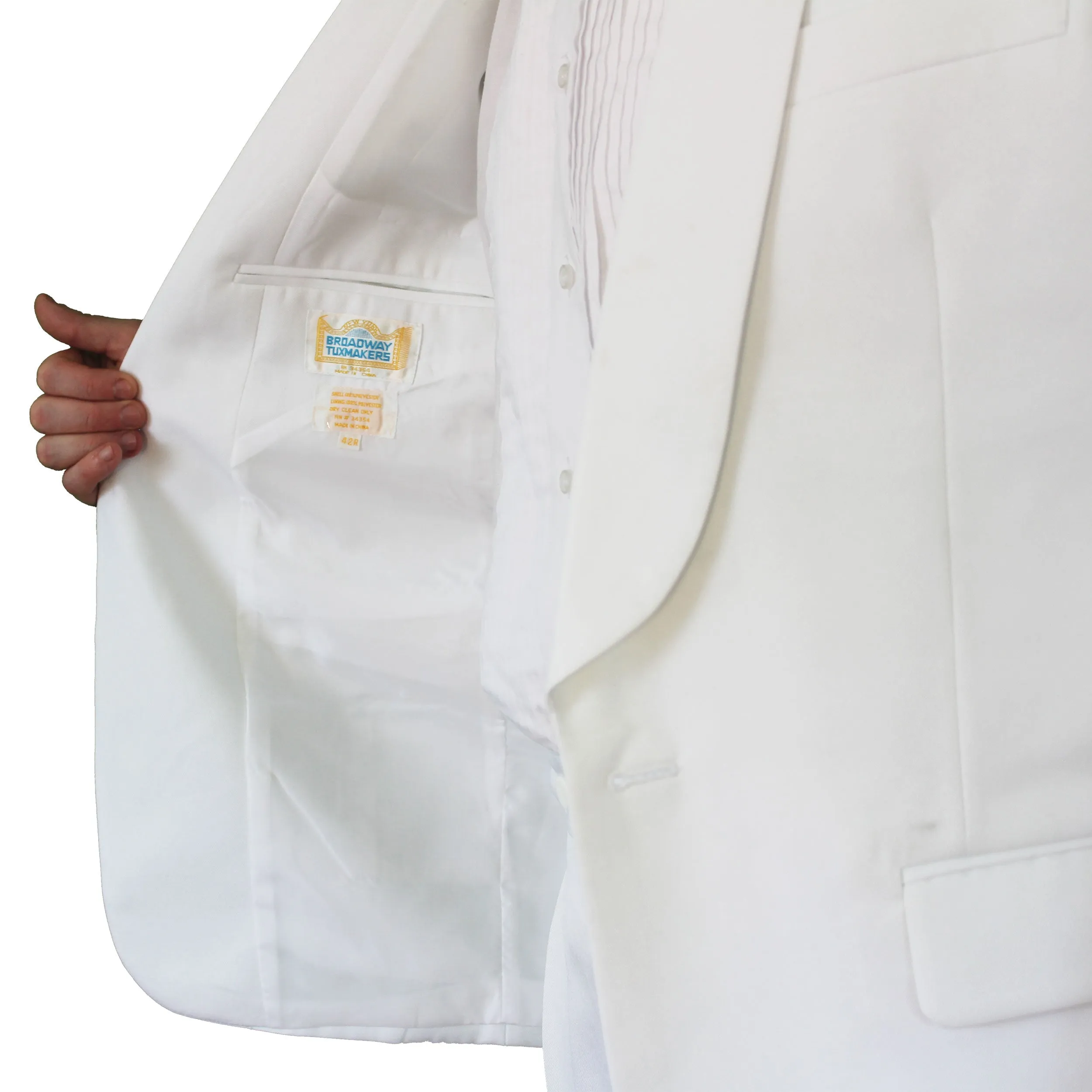 Men's One Button White Tuxedo Dinner Jacket with Shawl Collar