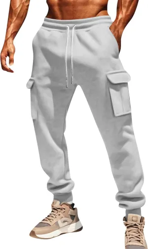 Men's Overalls Elastic Waist Drawstring Multi Pocket Casual Pants Hiking Pants Cotton Twill Sport Pant