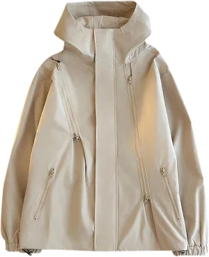 Mens Oversized Rain Jacket Lightweight Waterproof Hooded Windbreaker With Pockets Raincoat For Outdoor Hiking Running