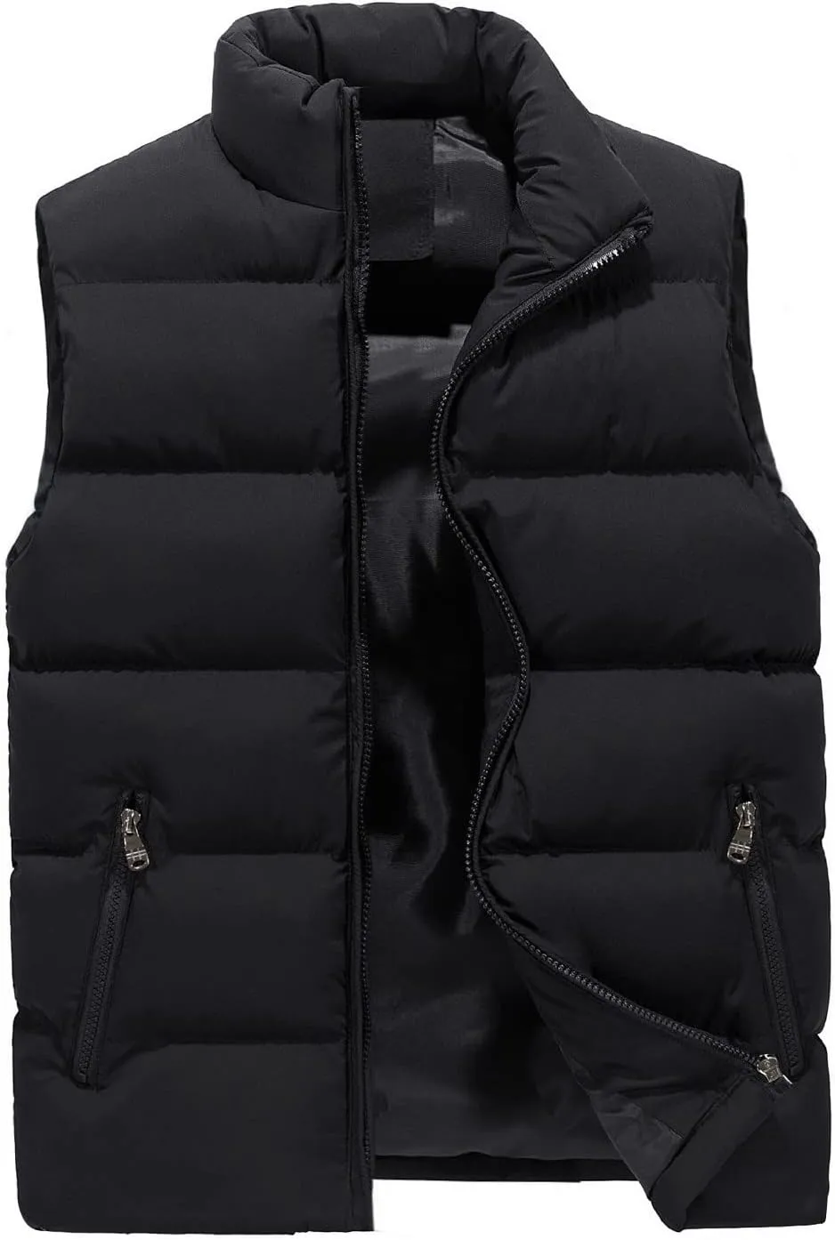 Men's Padded Cotton Puffer Vest Winter Sleeveless Jacket Coat Thick Warm Quilted Outerwear Oversized Vest Puffer