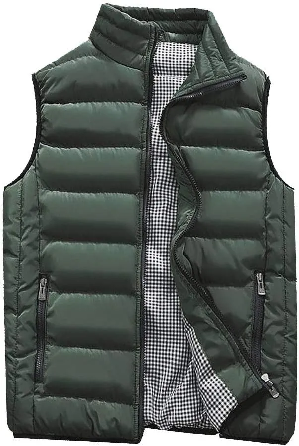 Men's Padded Cotton Puffer Vest Winter Sleeveless Jacket Coat Thick Warm Quilted Outerwear Oversized Vest Puffer