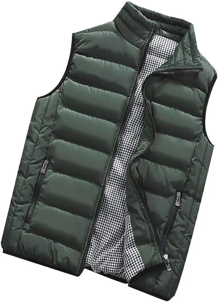 Men's Padded Cotton Puffer Vest Winter Sleeveless Jacket Coat Thick Warm Quilted Outerwear Oversized Vest Puffer