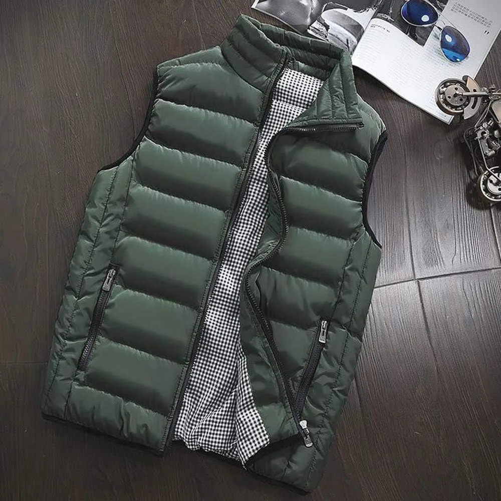 Men's Padded Cotton Puffer Vest Winter Sleeveless Jacket Coat Thick Warm Quilted Outerwear Oversized Vest Puffer
