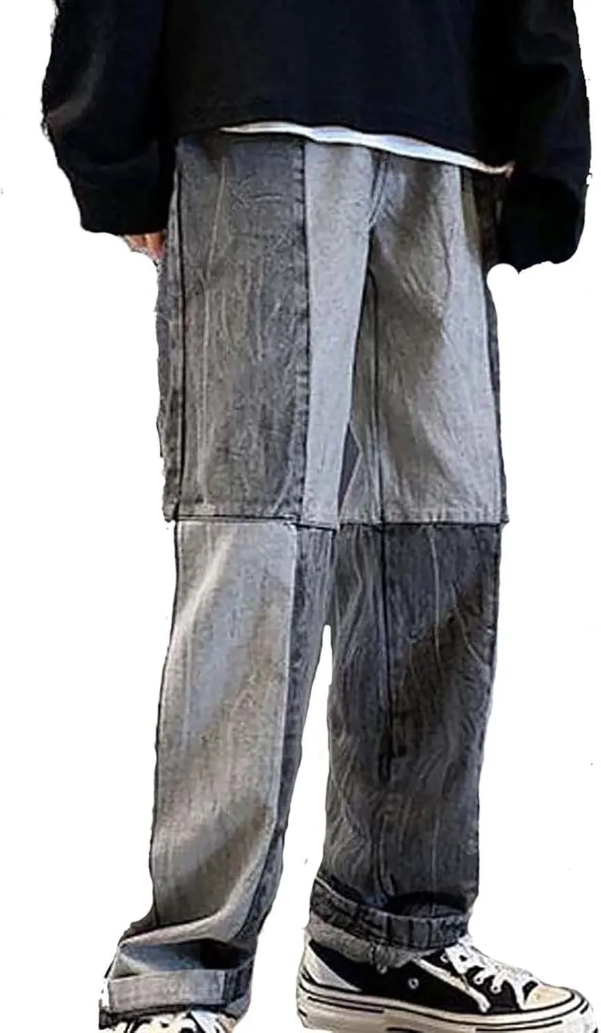Men's Patchwork Jeans Casual Relaxed Fit Jeans Trousers Denim Pants Y2K High Waisted Baggy Jeans
