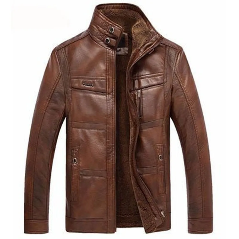 Men's PU Leather & Faux Fur Jacket