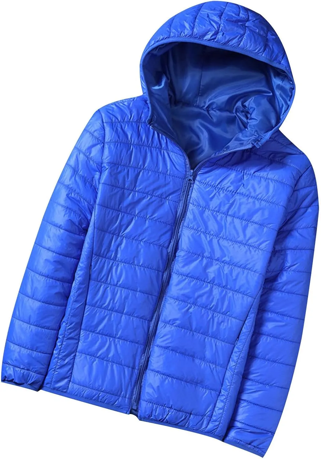 Men's Puffer Jacket Lightweight Packable Down Coat Hooded Quilted Jacket Padded Insulated Coat Thermal Outwear