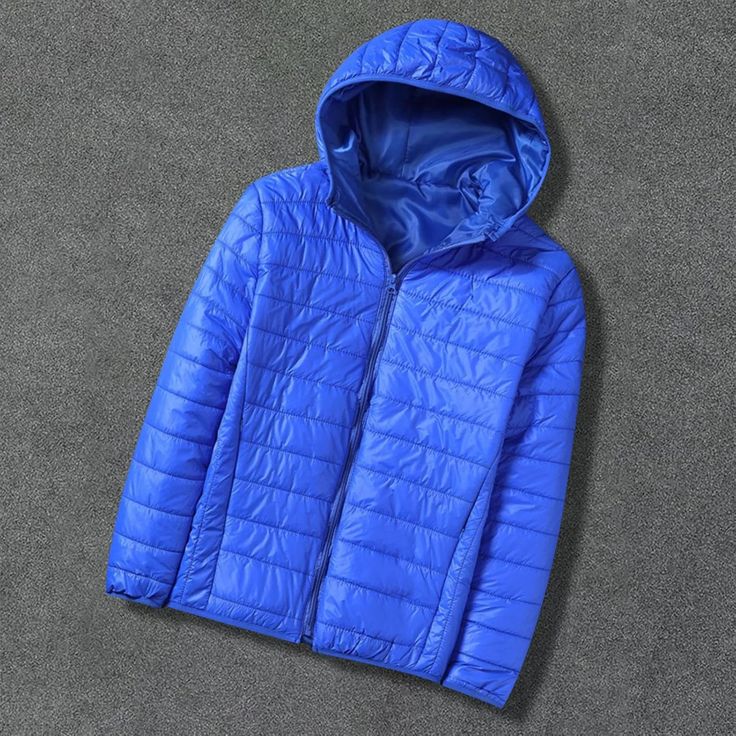 Men's Puffer Jacket Lightweight Packable Down Coat Hooded Quilted Jacket Padded Insulated Coat Thermal Outwear