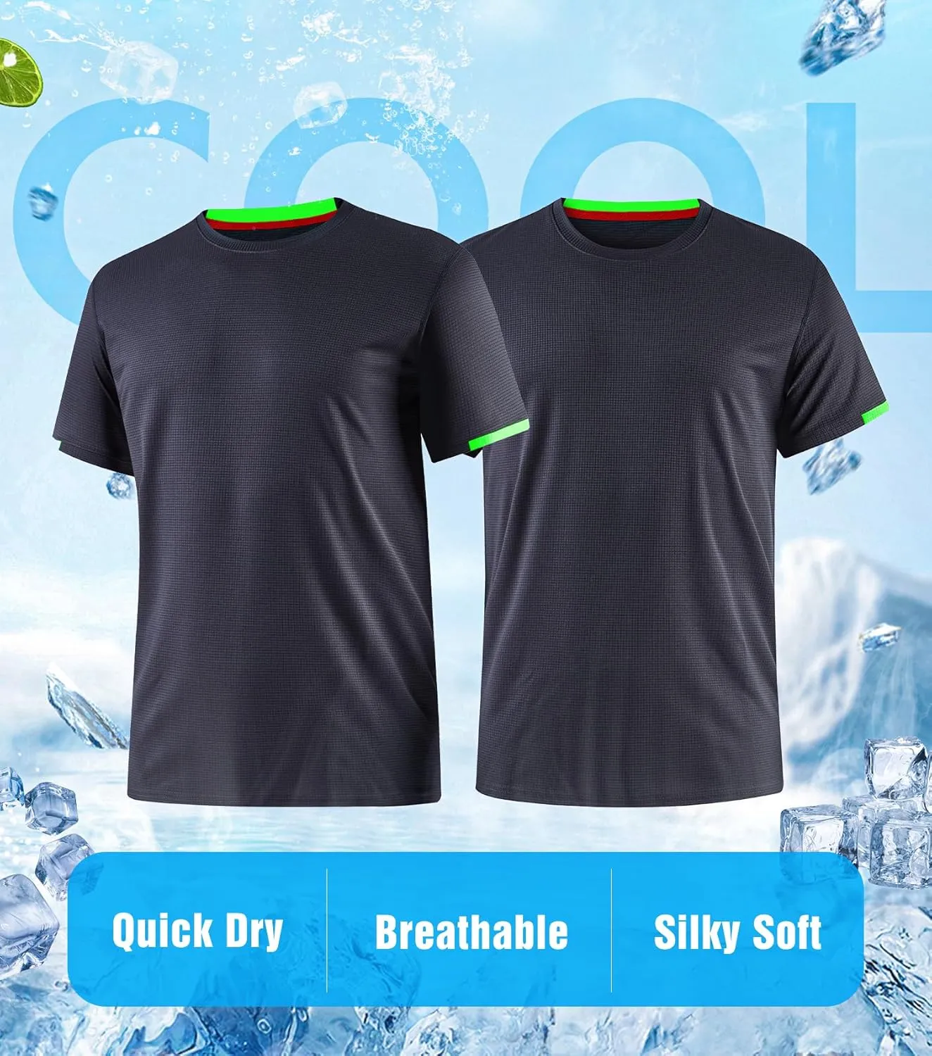 Men's Quick Dry T-Shirts UPF50  Moisture Wicking Running Athletic Gym T-Shirts Short Sleeve Summer Casual T Shirts