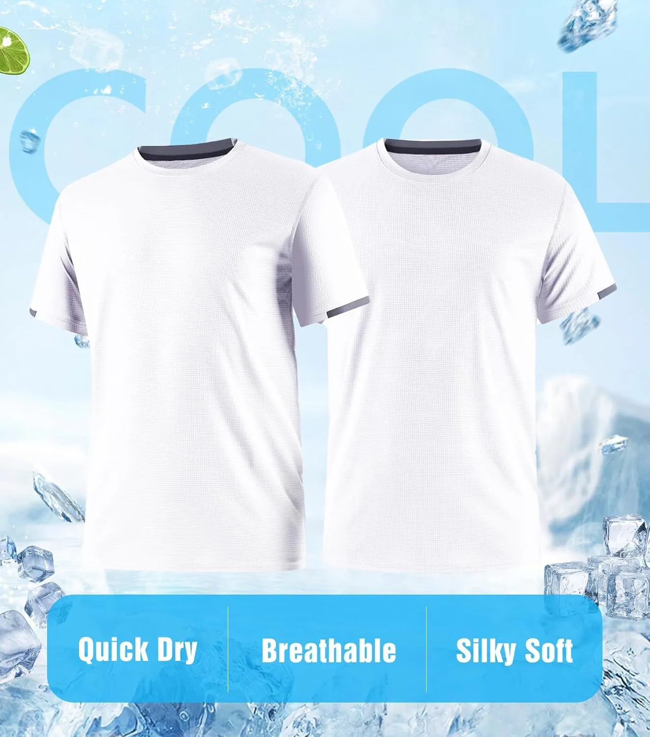 Men's Quick Dry T-Shirts UPF50  Moisture Wicking Running Athletic Gym T-Shirts Short Sleeve Summer Casual T Shirts