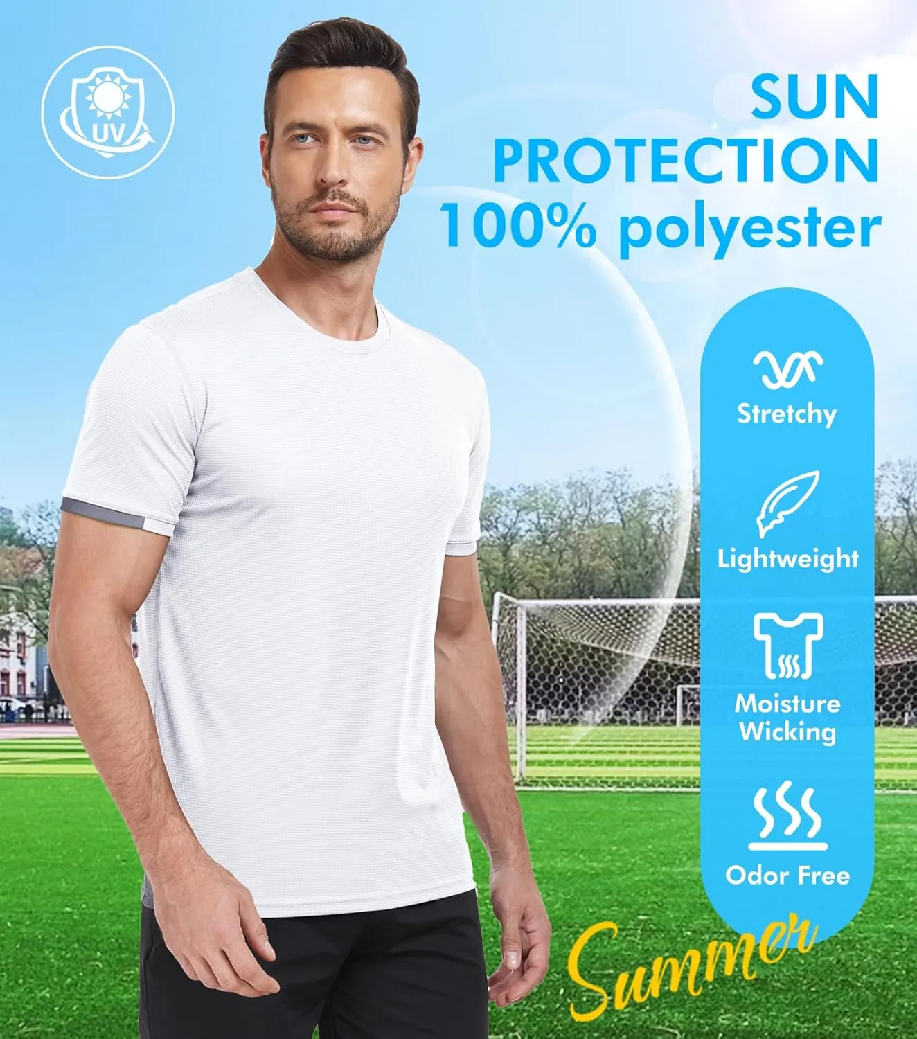 Men's Quick Dry T-Shirts UPF50  Moisture Wicking Running Athletic Gym T-Shirts Short Sleeve Summer Casual T Shirts