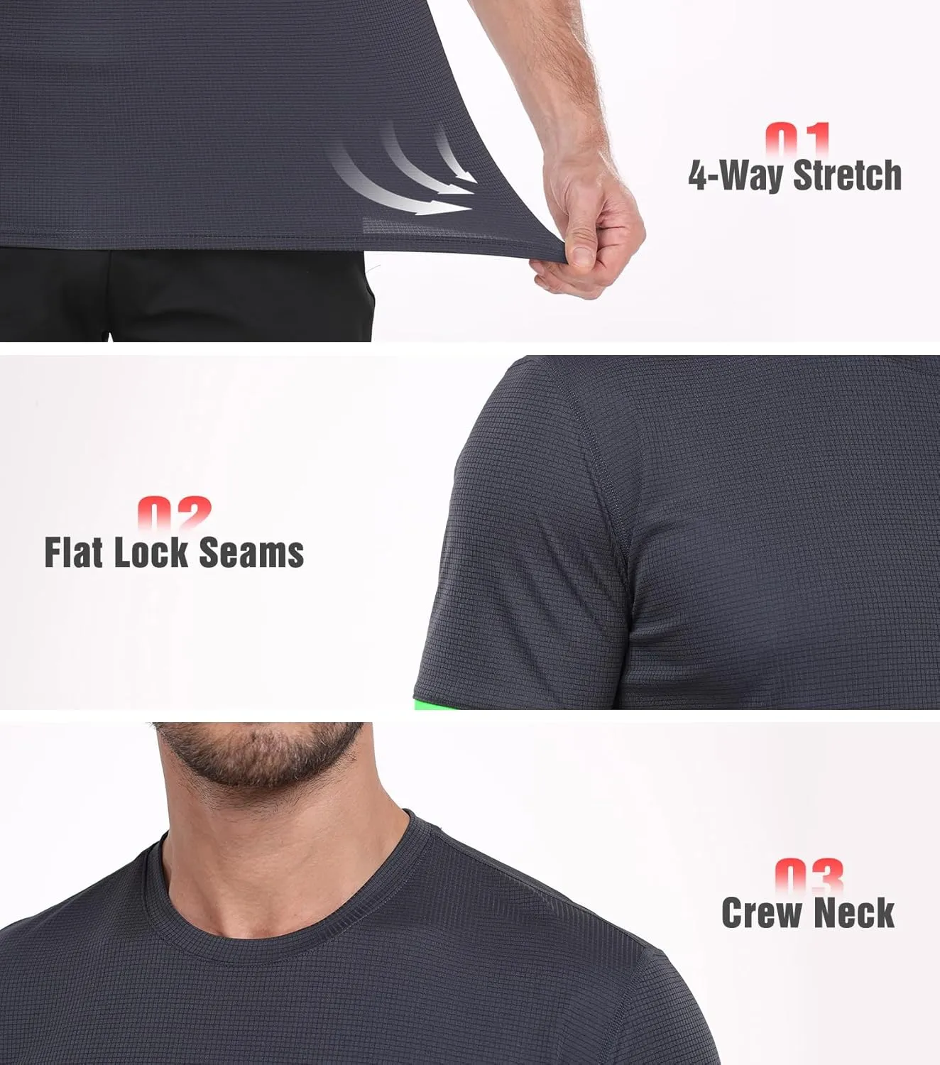 Men's Quick Dry T-Shirts UPF50  Moisture Wicking Running Athletic Gym T-Shirts Short Sleeve Summer Casual T Shirts