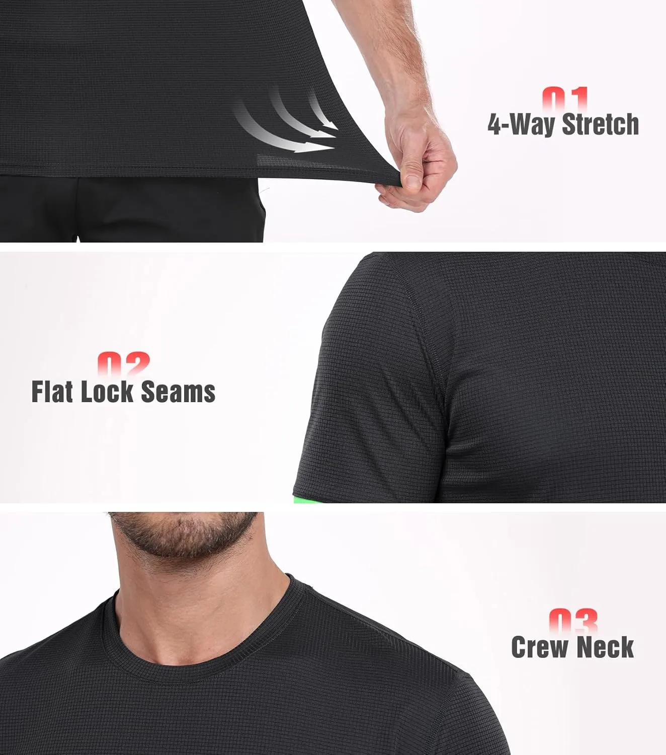 Men's Quick Dry T-Shirts UPF50  Moisture Wicking Running Athletic Gym T-Shirts Short Sleeve Summer Casual T Shirts
