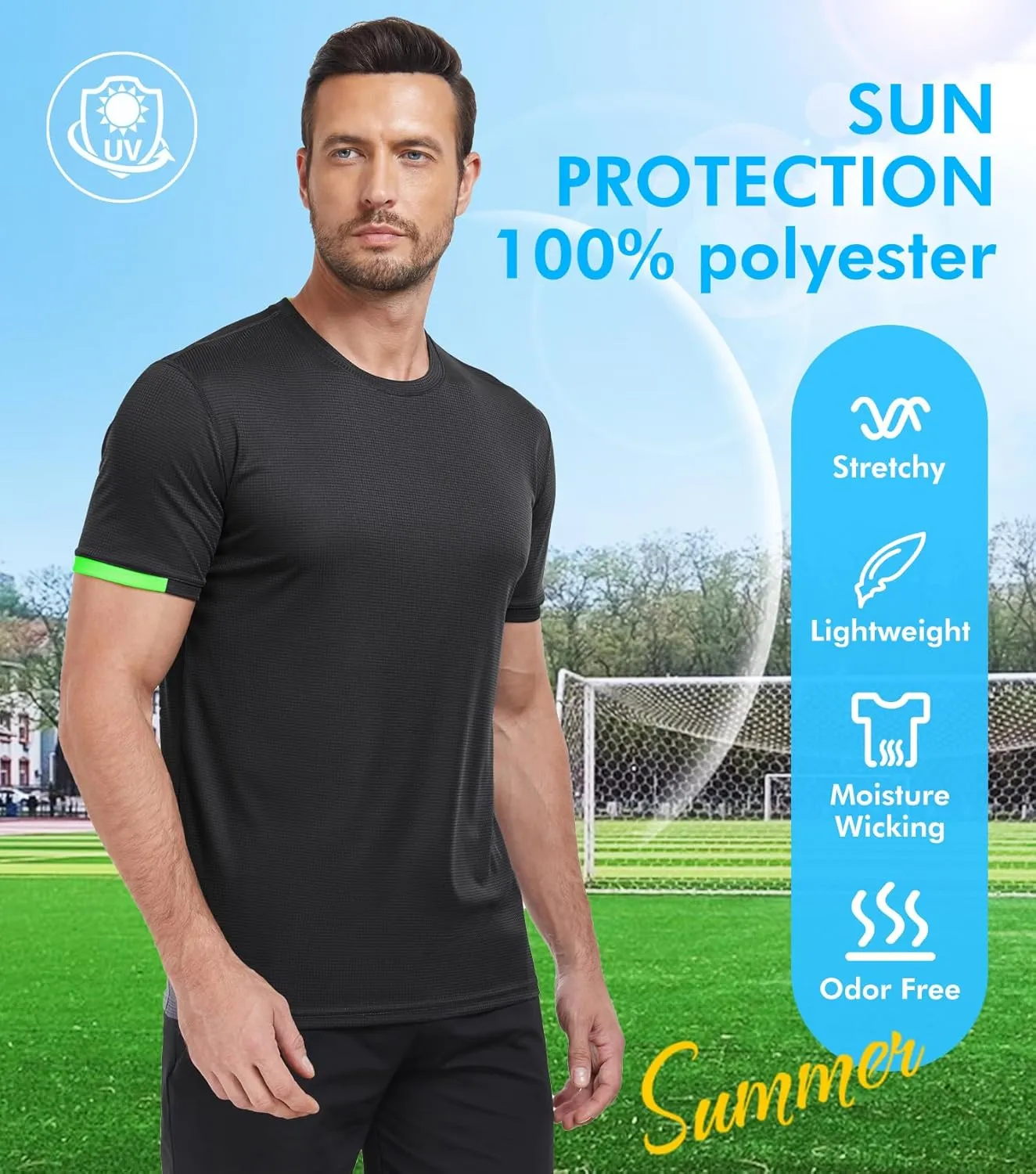 Men's Quick Dry T-Shirts UPF50  Moisture Wicking Running Athletic Gym T-Shirts Short Sleeve Summer Casual T Shirts