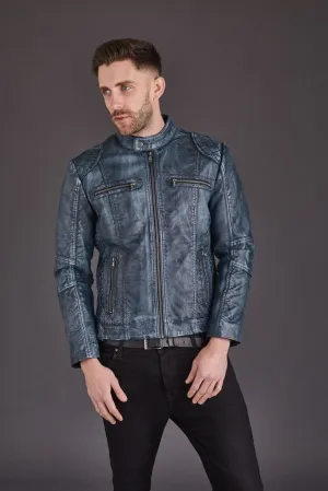 Men's Quilted Vintage Biker Style Premium Leather by TJS Jacket