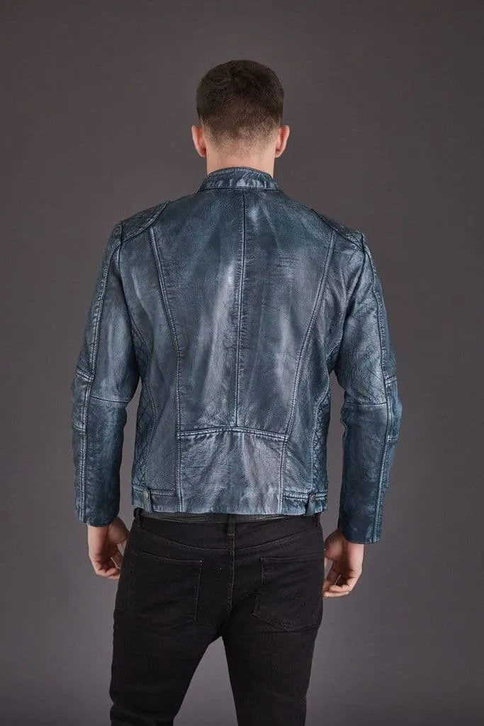 Men's Quilted Vintage Biker Style Premium Leather by TJS Jacket