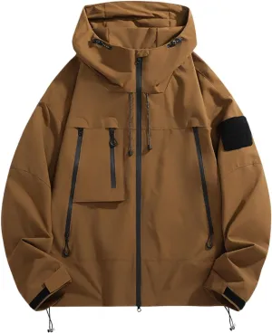Men's Rain Jacket Waterproof Lightweight Packable Softshell Windbreaker with Hood Raincoat for Hiking Fishing Travel