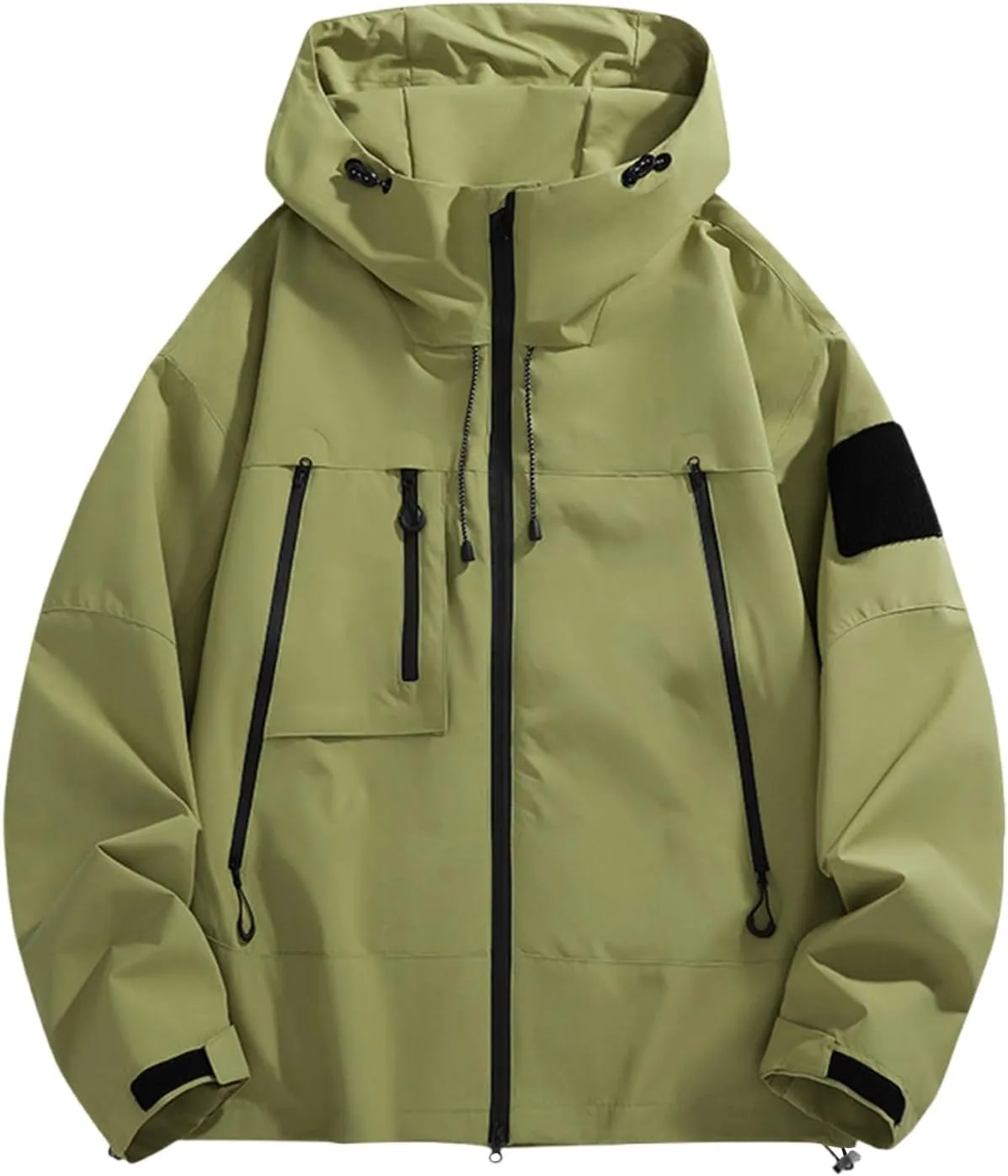 Men's Rain Jacket Waterproof Lightweight Packable Softshell Windbreaker with Hood Raincoat for Hiking Fishing Travel