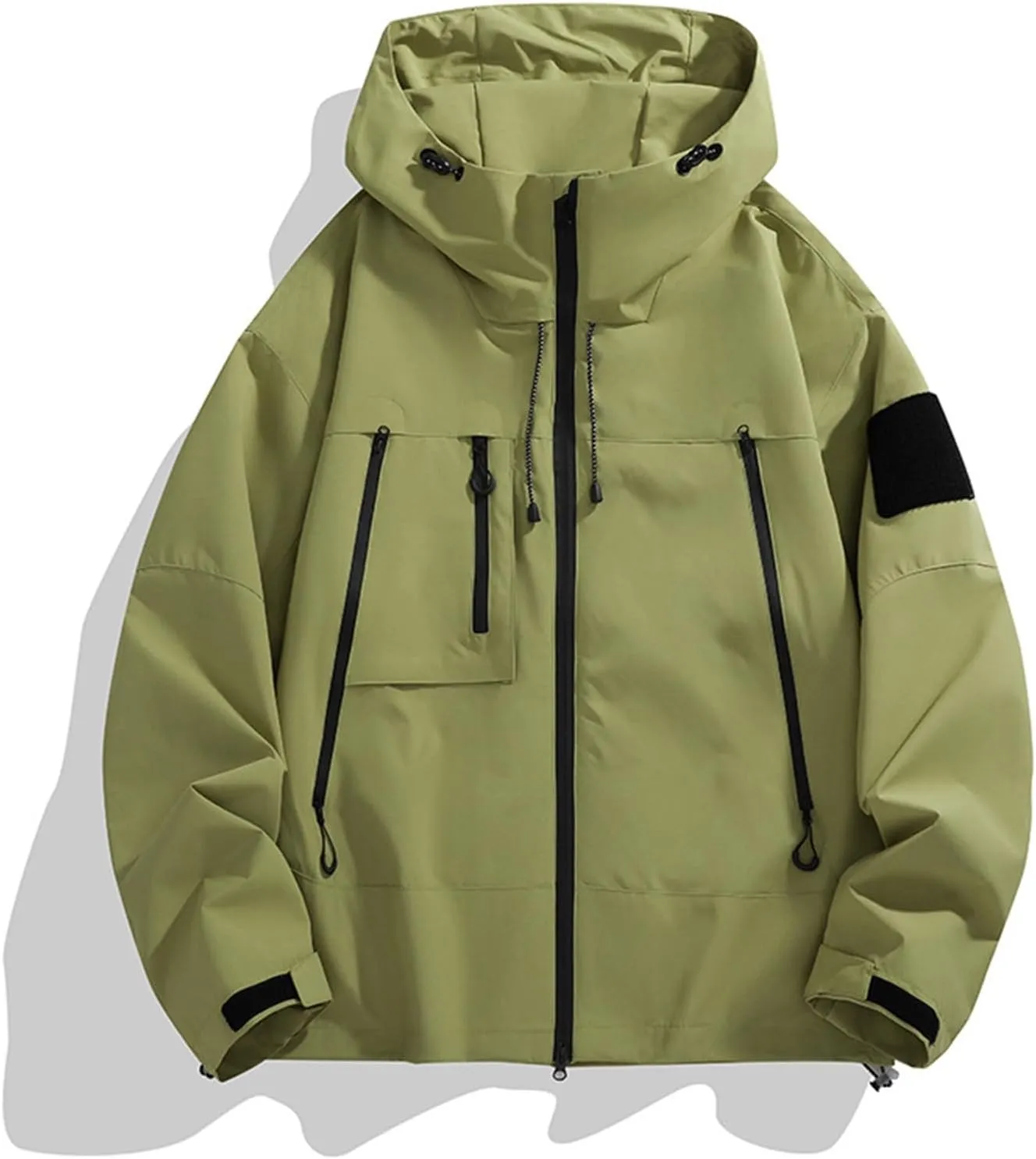 Men's Rain Jacket Waterproof Lightweight Packable Softshell Windbreaker with Hood Raincoat for Hiking Fishing Travel