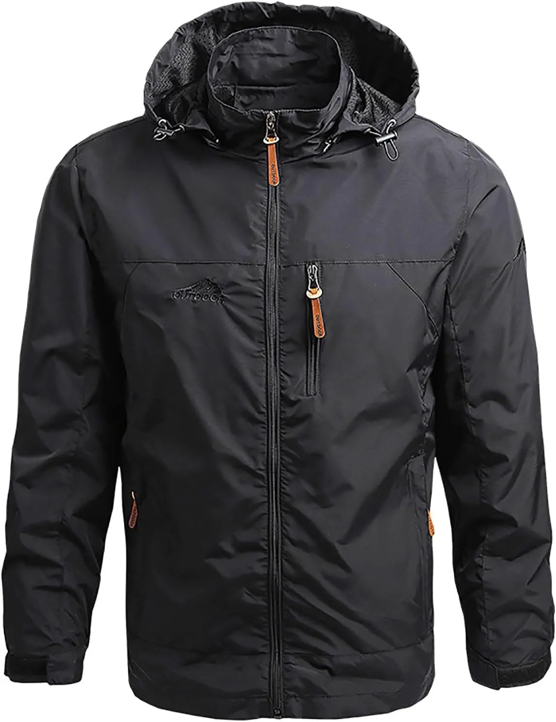 Mens Rain Jacket Waterproof with Hooded Hiking Coat Lightweight Windbreaker Travel Hiking