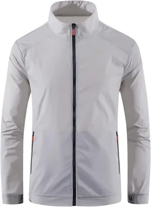 Mens Rain Jacket with Hood Lightweight Sports Shell Jacket Waterproof Casual Windbreaker Hiking Outdoor Golf Raincoat