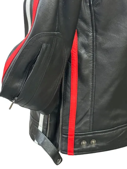 Men's Real Leather Jacket Motorcycle Band Collar Patch Fashion Biker Jacket1184-WHITE