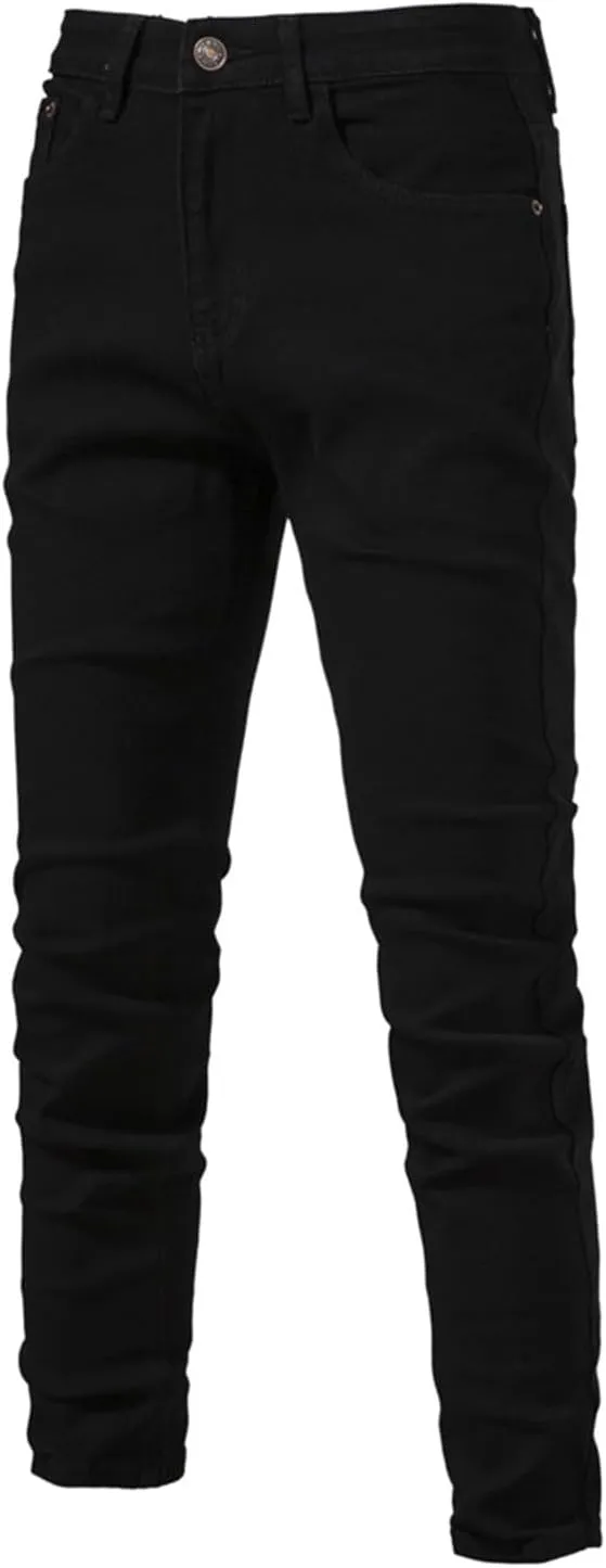 Men's Regular Fit Straight Leg Jeans Casual Elastic Waist Denim Pants Lightweight Stretch Jeans with Pockets