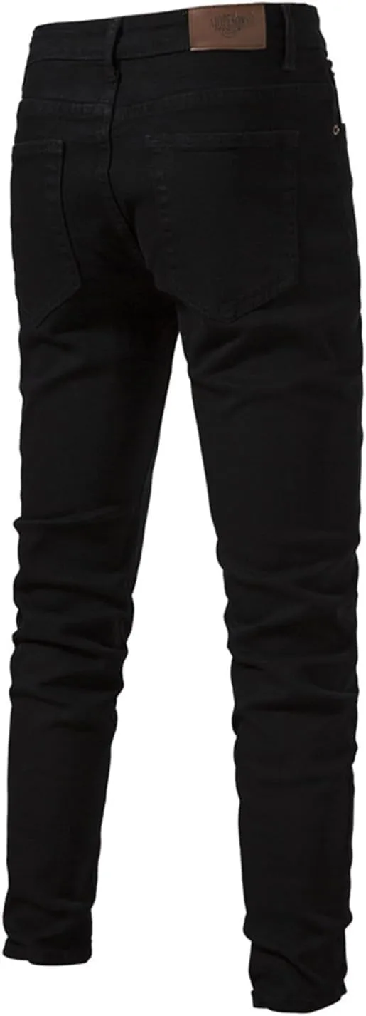 Men's Regular Fit Straight Leg Jeans Casual Elastic Waist Denim Pants Lightweight Stretch Jeans with Pockets