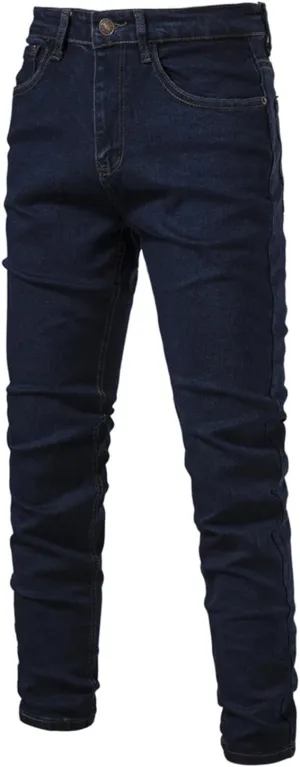 Men's Regular Fit Straight Leg Jeans Casual Elastic Waist Denim Pants Lightweight Stretch Jeans with Pockets