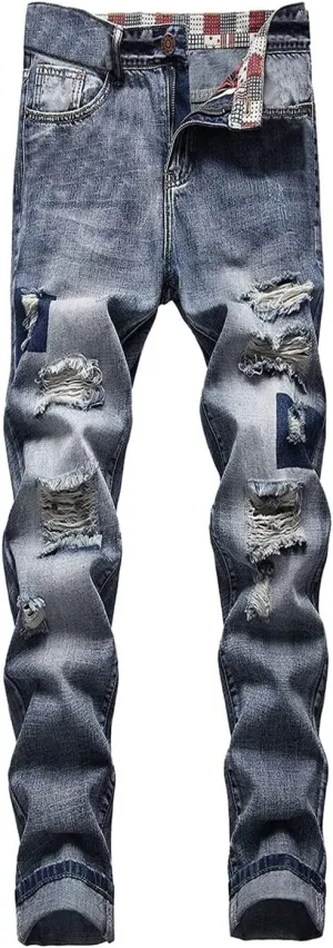 Men's Relaxed Fit Jeans,Stretch Comfortable Work Jeans Men's Fashion Straight Fit Slim Jeans