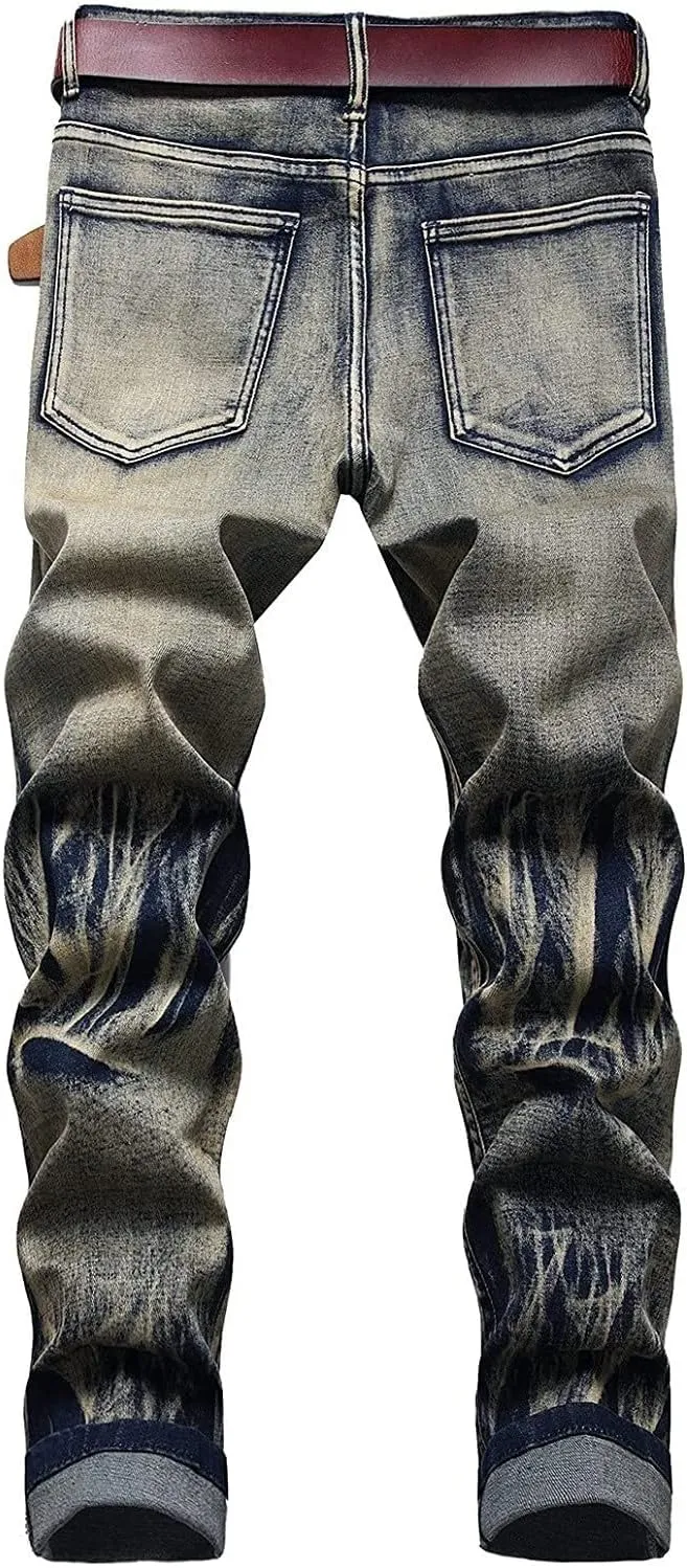 Men's Relaxed Fit Jeans,Stretch Comfortable Work Jeans Men's Fashion Straight Fit Slim Jeans