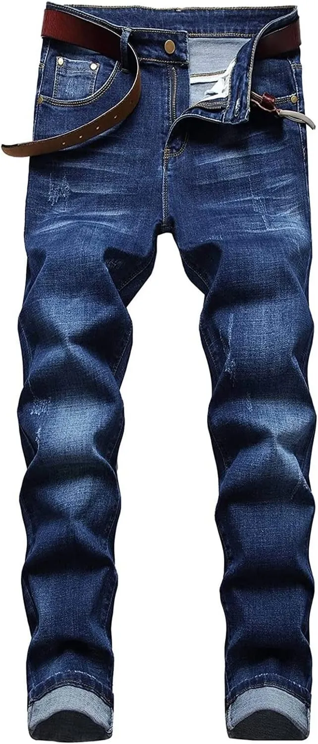 Men's Relaxed Fit Jeans,Stretch Comfortable Work Jeans Men's Fashion Straight Fit Slim Jeans