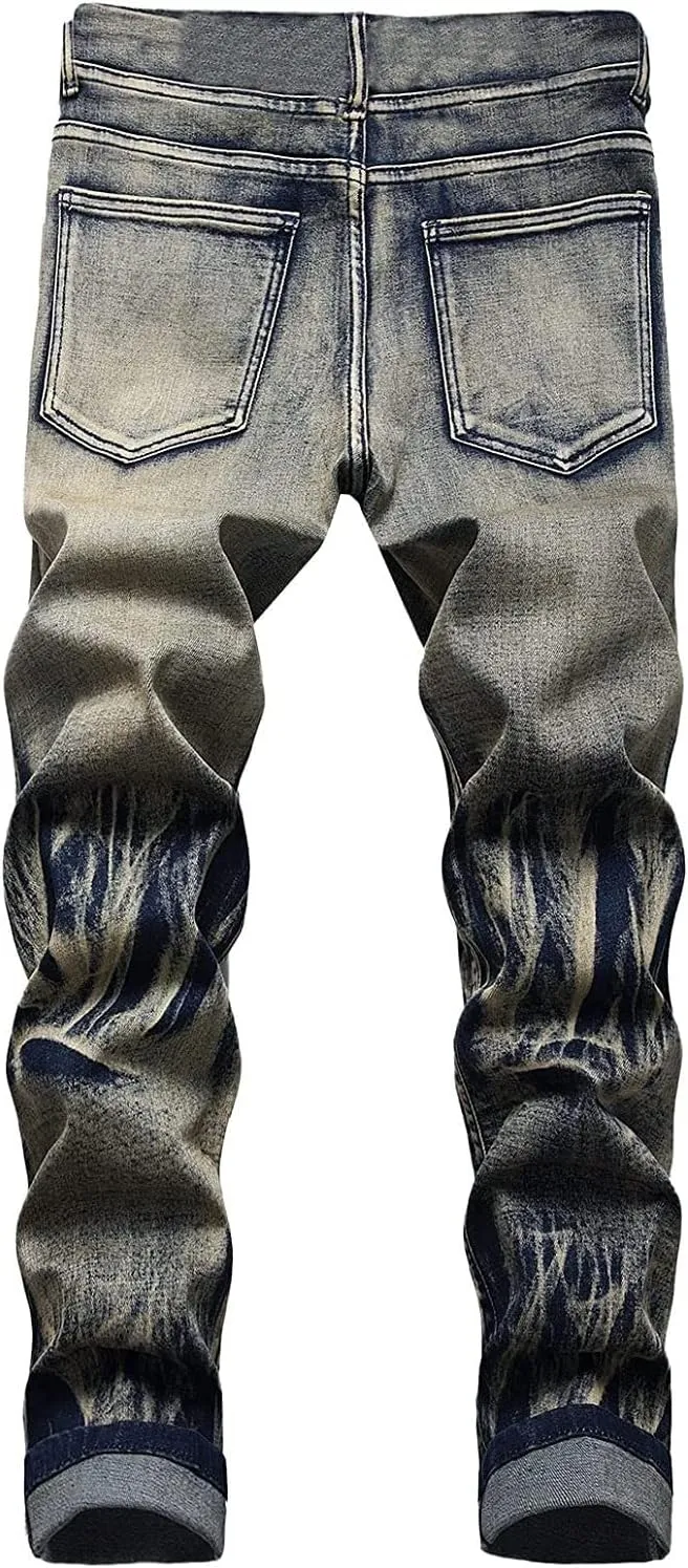 Men's Relaxed Fit Jeans,Stretch Comfortable Work Jeans Men's Fashion Straight Fit Slim Jeans