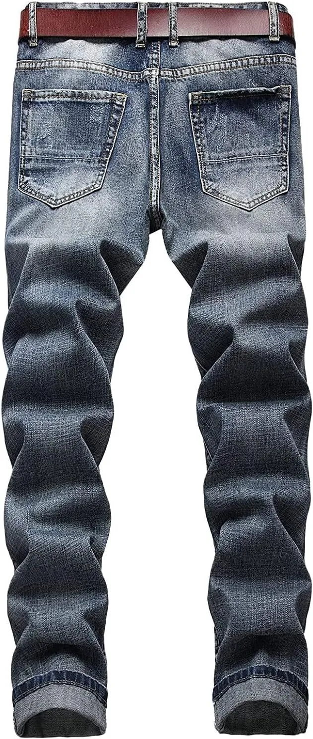 Men's Relaxed Fit Jeans,Stretch Comfortable Work Jeans Men's Fashion Straight Fit Slim Jeans