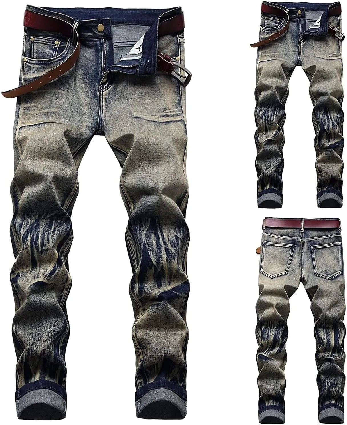 Men's Relaxed Fit Jeans,Stretch Comfortable Work Jeans Men's Fashion Straight Fit Slim Jeans