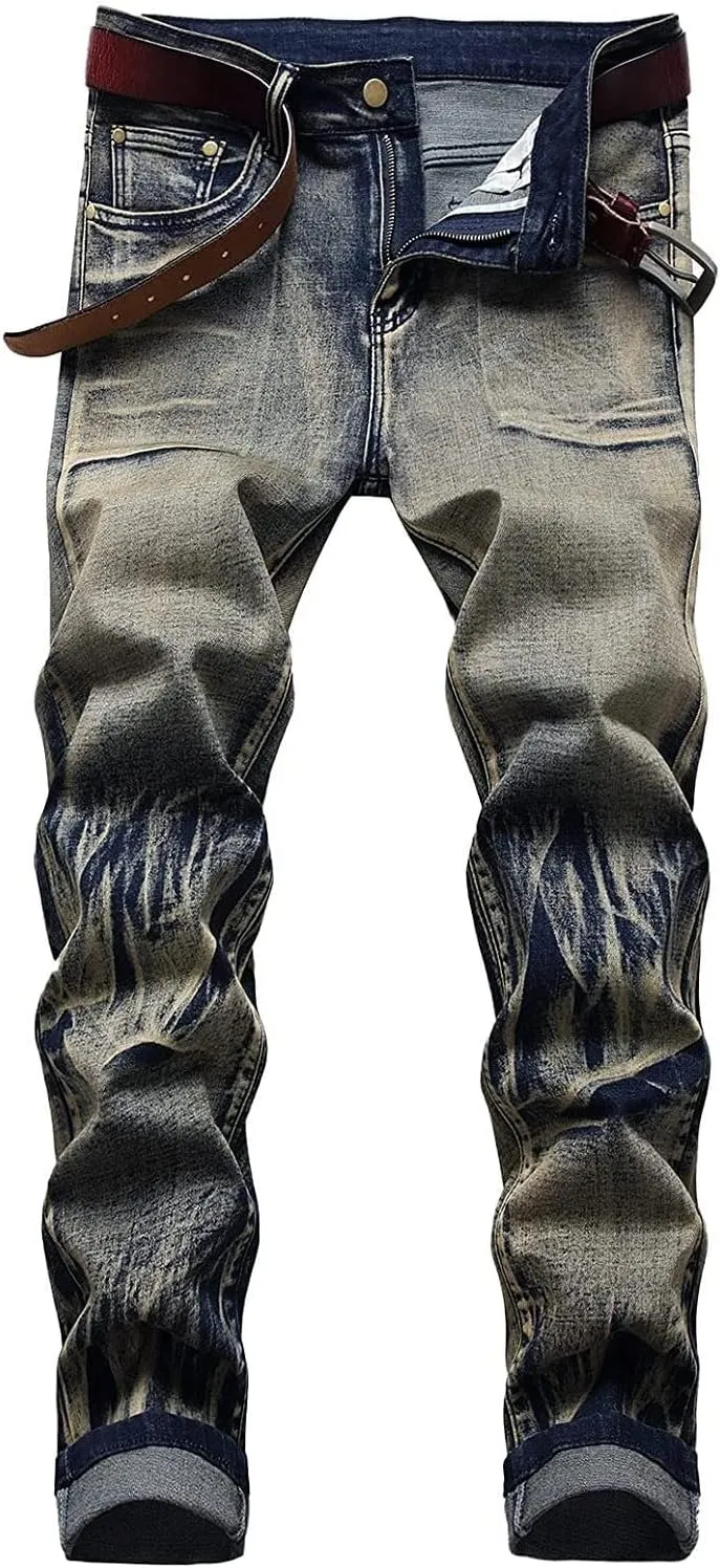 Men's Relaxed Fit Jeans,Stretch Comfortable Work Jeans Men's Fashion Straight Fit Slim Jeans