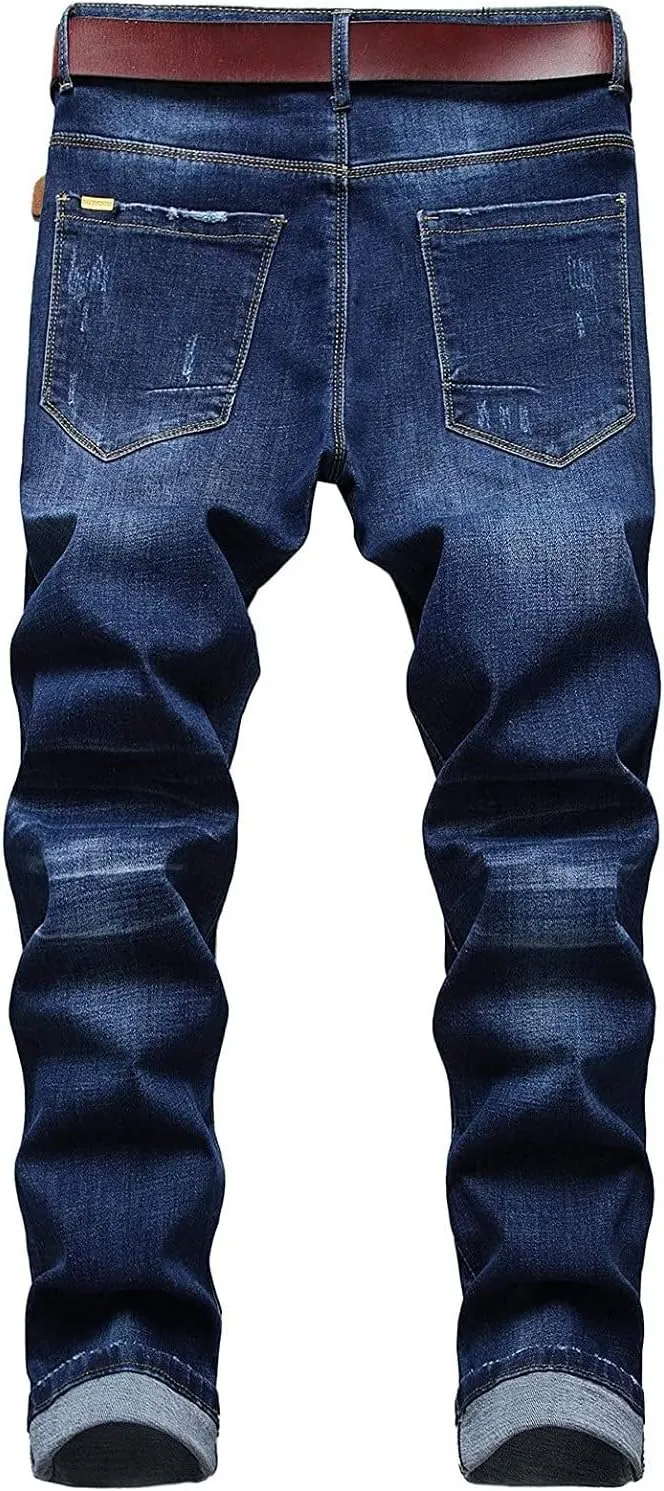 Men's Relaxed Fit Jeans,Stretch Comfortable Work Jeans Men's Fashion Straight Fit Slim Jeans