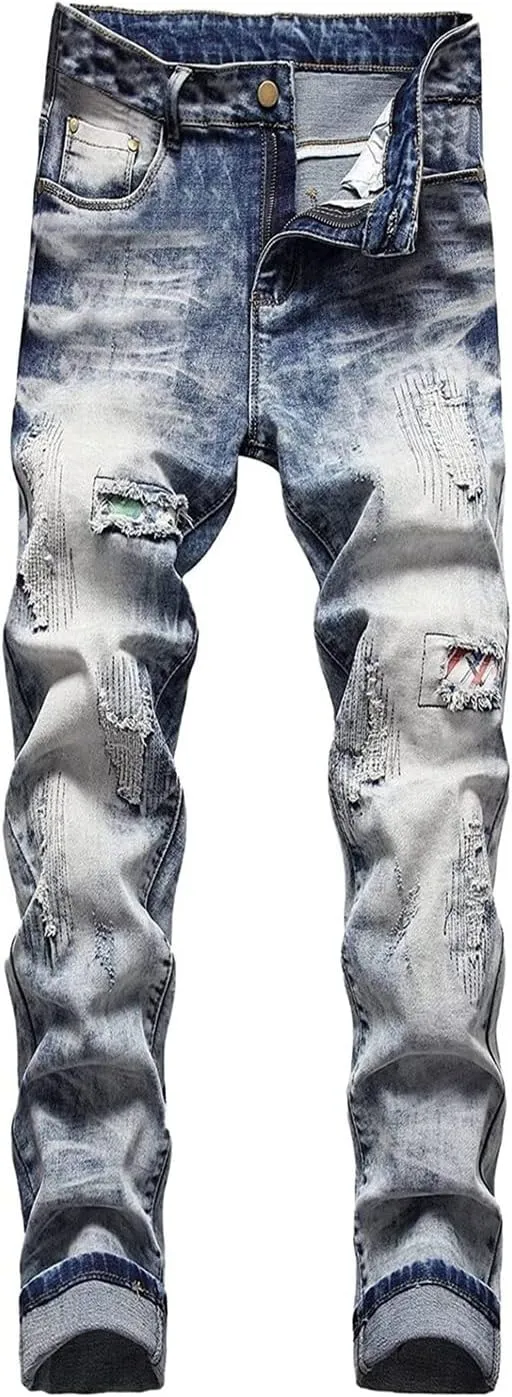 Men's Relaxed Fit Jeans,Stretch Comfortable Work Jeans Men's Fashion Straight Fit Slim Jeans