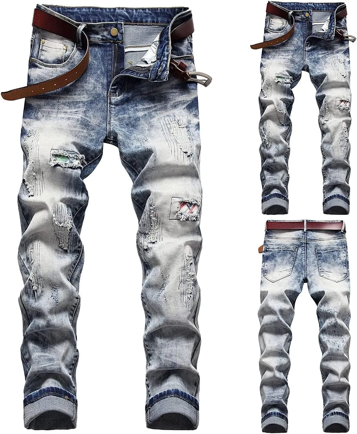 Men's Relaxed Fit Jeans,Stretch Comfortable Work Jeans Men's Fashion Straight Fit Slim Jeans