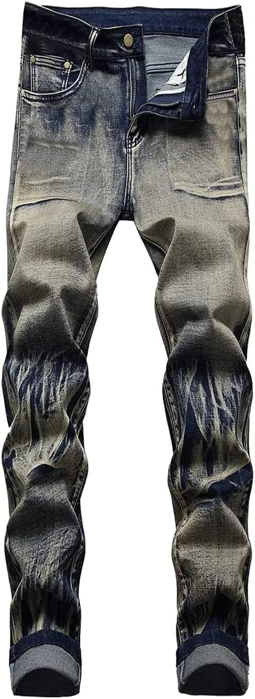 Men's Relaxed Fit Jeans,Stretch Comfortable Work Jeans Men's Fashion Straight Fit Slim Jeans