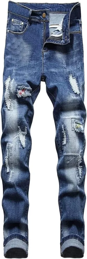 Men's Relaxed Fit Jeans,Stretch Comfortable Work Jeans Men's Fashion Straight Fit Slim Jeans